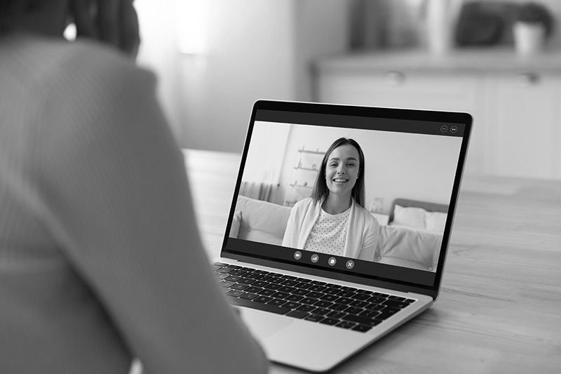 Professional on video call