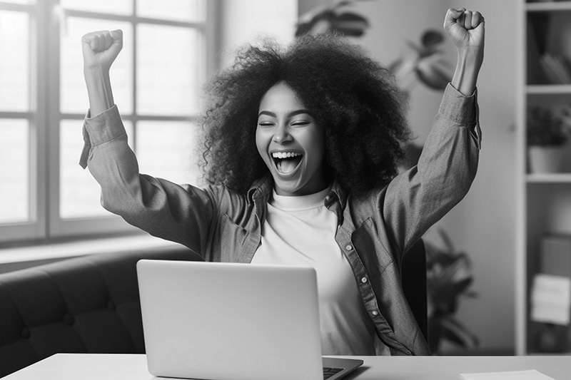Woman celebrating success